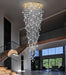 98'' Modern Crystal Chandelier for Entryway Raindrop Chandeliers LED Dimmable High Ceiling Flush Mount Light Fixtures for Staircaes Hallway Foyer Living Room LED Bulbs Included Gold