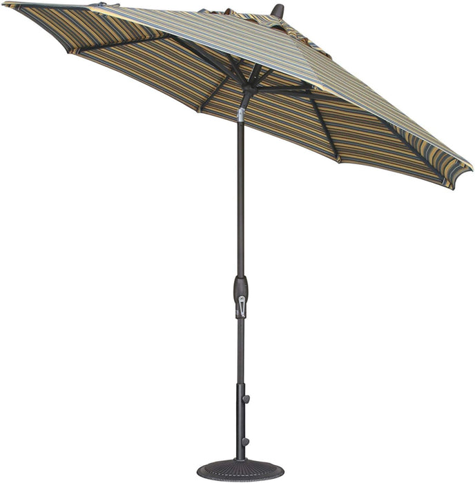 Octagonal 9 Ft Patio Umbrella - Outdoor Furniture Table Umbrella – Push-Button Tilt – Bronze Aluminum Frame (Obravia, Auburn)