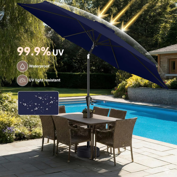 9FT Outdoor Patio Umbrella - Table Umbrella Waterproof UV Protection, Sombrillas De Patio with Push Button Tilt, Sun Umbrella for Pool, Porch, Garden, Deck, Backyard (Navy Blue)