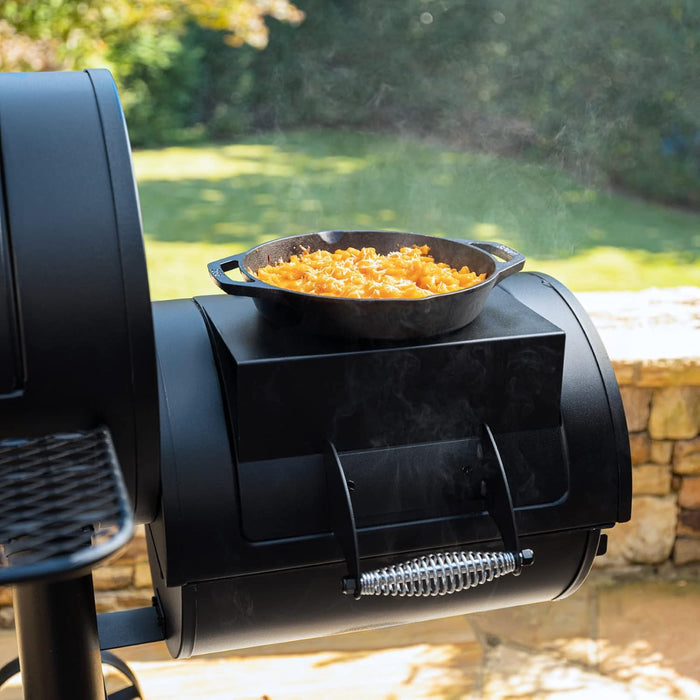 ® Competition Pro® Barrel Grill and Offset Smoker, Includes Side Fire Box for Texas-Style Offset Smoking, Metal Cooking Grates, 1,010 Cooking Square Inches in Black, Model 2823 in Black