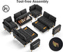 8 Seat U Shaped Modular Sectional Sleeper Sofa with Pull Out Bed/Reclining Backrest/Usb Ports/Table/Led Light/Storage Seat, Sectional Sleeper Couch, Tool-Free Assembly, Chenille Black