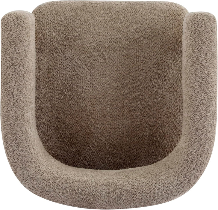 Low Profile BoucleFabric Accent Chair LightCamelTone