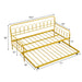 Twin Size Golden Metal Daybed with Trundle and Lockable Wheels