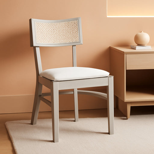 Home Collection Galway Coastal Grey/Natural Cane Seat Cushion Dining Chair