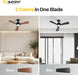 42 Inch Ceiling Fans with Lights and Remote, Small Bedroom Ceiling Fan with 3 Reversible Blades (Black/Wood), Quiet DC Motor, 6 Speeds, 3 Color, Memory Function, Modern Fan for Home, Black