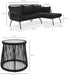 Outdoor Rope Woven Sectional Patio Furniture L-Shaped Conversation Sofa Set for Backyard, Porch W/Thick Cushions, Detachable Lounger, Side Table - Black