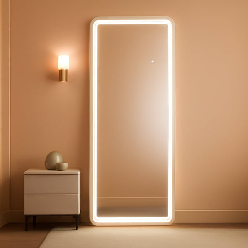 LED Full Length Mirror, 20"×63" Floor Standing Mirror with 3 Color Lights & Wall Mounted for Bedroom, Dressing Room, Living Room, Bathroom