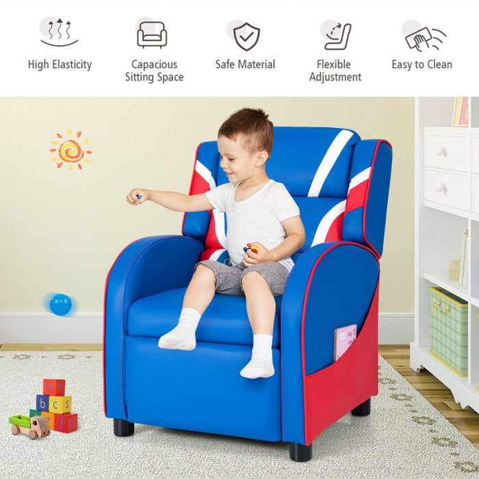 Kids Leather Recliner Chair with Side Pockets