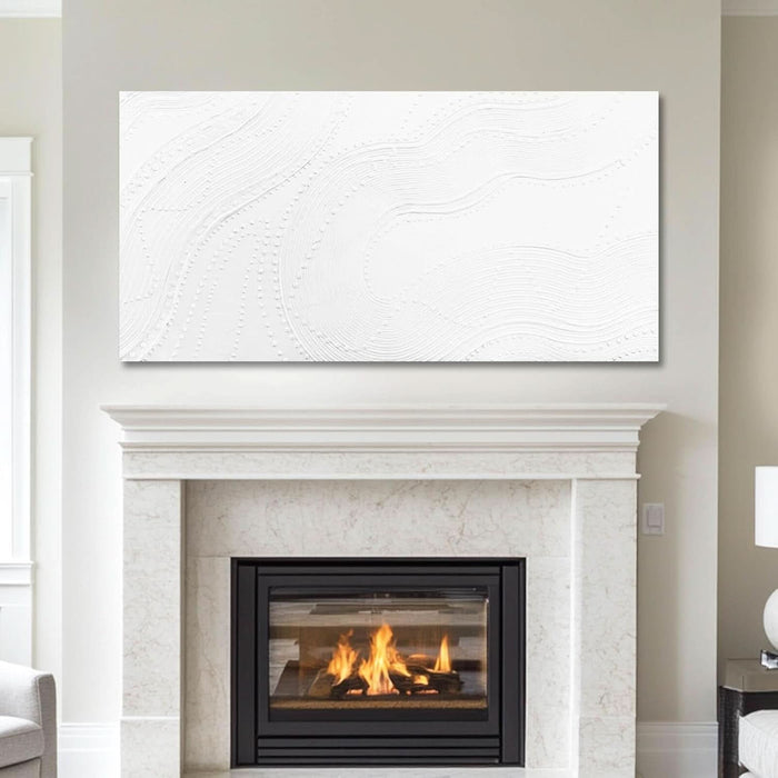 White Abstract Canvas Wall Art for Living Room Minimalist Home Decor Textured Wall Decor Line Art Oil Painting for Bedroom Dining Room 24X48 Inch