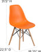 Elon Series Orange Plastic Chair with Wooden Legs for Versatile Kitchen, Dining Room, Living Room, Library or Desk Use