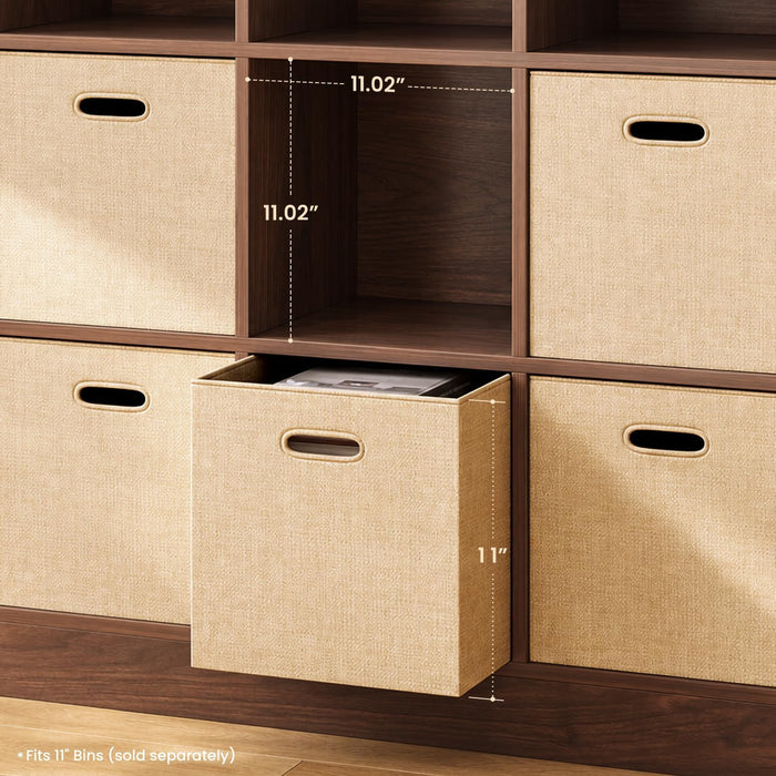 Walnut 3-Tier Oval Bookshelf - Curved Horizontal Bookcase, 9-Cubes