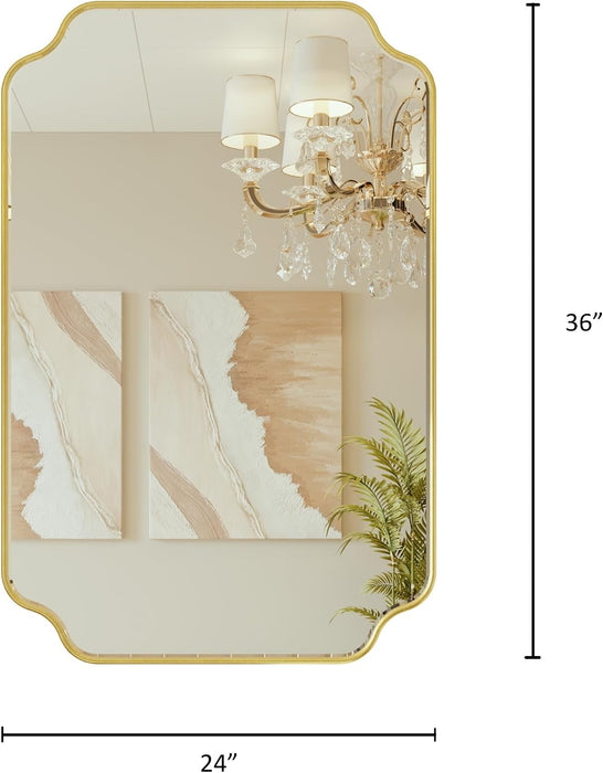 24"X36" Gold Foil Scalloped Decorative Wall Mirror