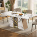 71 Inch Modern White Dining Table for 6-8 People, Large Faux Marble Kitchen and Dining Room Table,Rectanglar Dinner Table with Metal Frame for Dining Room, Living Room, White
