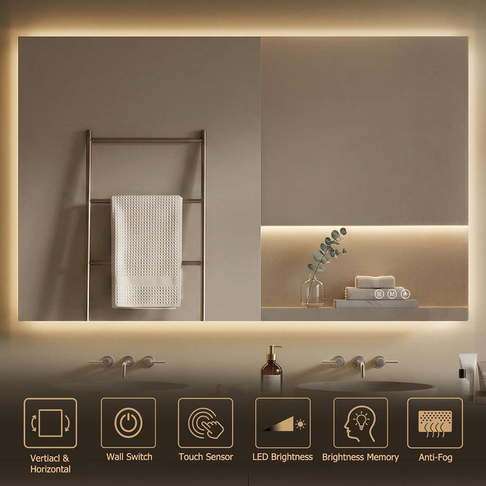 24"X36" LED Bathroom Mirror with Lights,Anti-Fog, Dimmable, Backlit,Cri>90