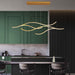Contemporary LED Linear Wave Chandelier Gold Dimmable