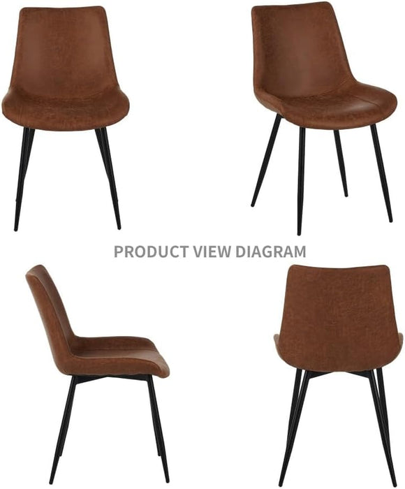 Upholstered Dining Chairs Set of 4 - Water-Resistant PU Leather Kitchen Chairs with 300Lb Capacity, for Dining Room, Office, Coffee Shop.Brown.