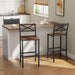 Bar Stools, Set of 2 Bar Chairs with Backrest and Footrest, 26" Tall Counter Bar Stools, Kitchen Breakfast Bar Chairs, Easy Assembly, for Dining Room, Rustic Brown BAHR0901N1
