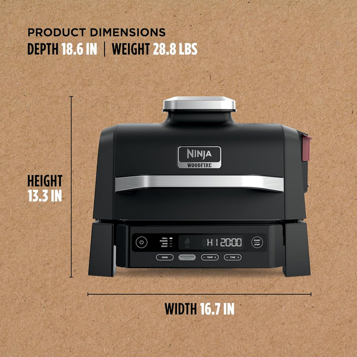 Woodfire Outdoor Grill & Smoker, 4-In-1 Functionality, Grill, Smoke, Bake, Roast, Authentic Woodfire Flavors, Electric Heat, OG301