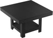 Square Dining Room Table for 4-6 People, Heavy Duty 350Lbs Kitchen Table with 2-Tier Storage, Waterproof Wooden Dinner Table with Sturdy Triangle Legs, Black.