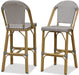 French Bar Stools Set of 2 Bamboo Print Finish Outdoor Bar Stools with Back Rattan 27'' Patio Bar Stool for Pool Garden Kitchen Outdoor Barstool, Grey
