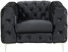 3-Piece Couches Velvet Fabric Living Room Furniture Set -Black