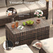 Patio Furniture Set, 4 Pieces Outdoor Patio Conversation Sets with Swivel Chairs, Wicker Patio Furniture Set with Storage Table, Outdoor Couch Set for Balcony, Porch, Deck, Backyard, Beige