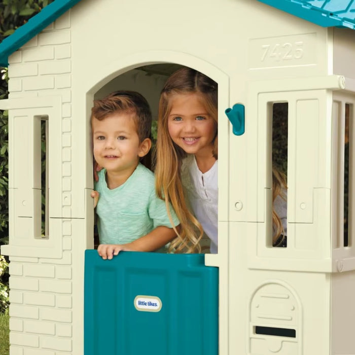 Playhouse, Kids Toys Houses Easy Assembly, with Working Door, 2 Windows with Working Shutters, a Mail Slot and Flag Holder