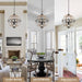 6-Light Farmhouse Chandelier for Dining Room Wood Pendant Lighting