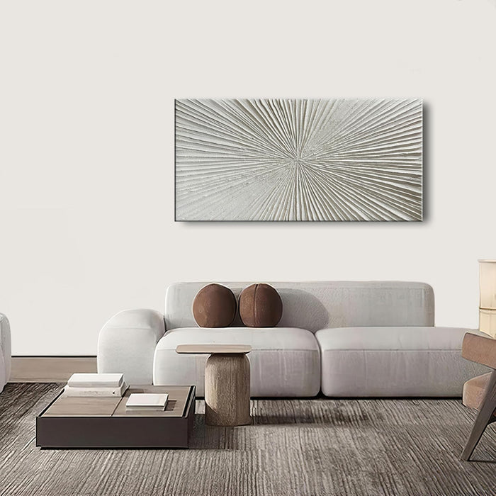 - White Thick Texture Abstract Wall Art Oil Painting Hand-Painted Minimalist Modern Art Paintings Home Living Room Room Dining Room Bedroom Wall Decorative Art Oil Painting 24X48Inch