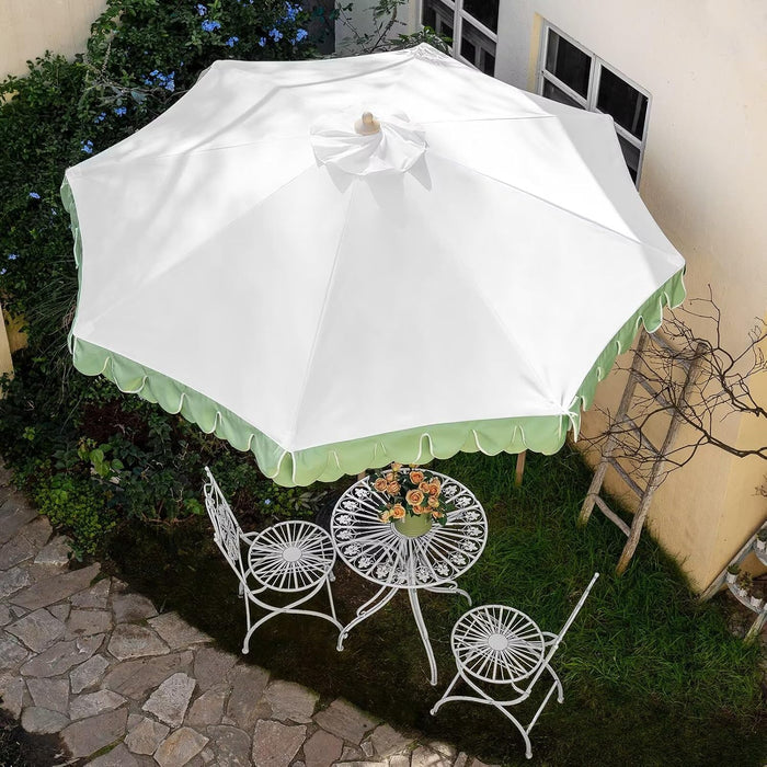 9Ft Elegant Valance Patio Umbrella, Outdoor Umbrellas for Patio with Auto-Tilt and Crank Systerm, Table Umbrella for Outdoors, Poolside,Beach, Backyard