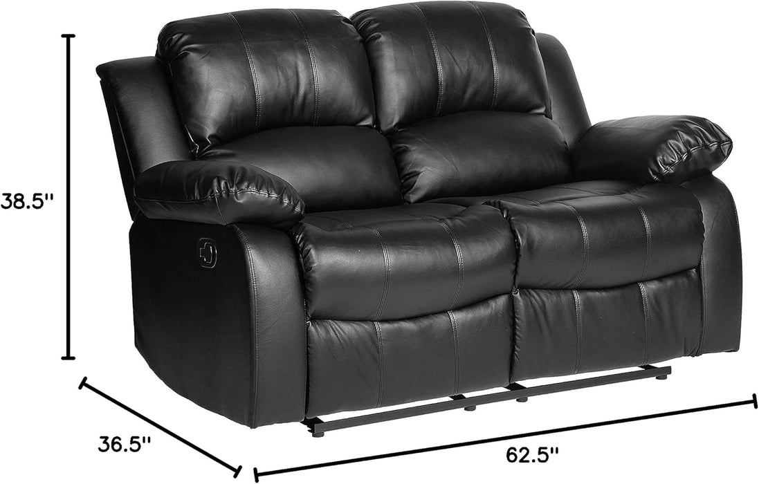 Manual Recliner Loveseat - Black Faux Leather