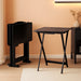 Foldable TV Dinner Tray Table with Storage Rack, Set of 4, Black, 15" X 19" X 26"