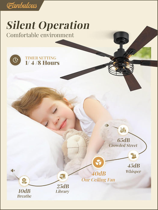 Farmhouse Rustic Ceiling Fan Featuring Remote Lighting