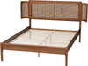Eridian Walnut Brown Finished Wood and Natural Rattan Full Size Platform Bed