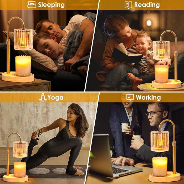 Candle Warmer Lamp with Timer: Modern Style Adjustable Height Candle Warmer Lamp Home Decor Safe Flame Free for Wax Blocks and Jar Candles