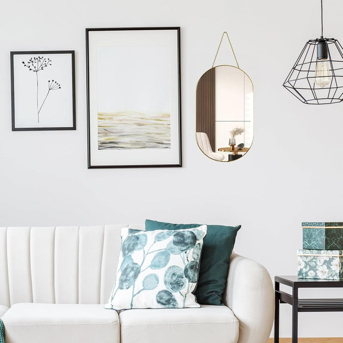 Gleaming Gold Oval Wall Mirror 16x9.2 Architectural