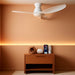 52" Wood Ceiling Fans with Lights Remote,Smart Control via Wifi Alexa App,Quiet DC Motor,Modern Flush Mount Hugger Ceiling Fan for Low Profile Bedroom,Patio,Matte White,Outdoor Indoor,3 Blade,Dimmable