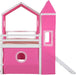 Playhouse Design Twin Size Low Loft Bed with Slide & Tent and Tower, Solid Wood Tent Bed Frame for Kids Boys Girls, Versatile Spacious under Bed Space with Curtains (Pink-Tw)