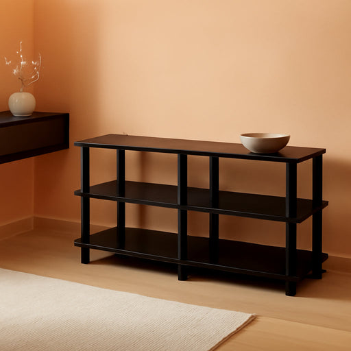 Turn-S-Tube No Tools 3-Tier Entertainment TV Stands, Dark Cherry and Black