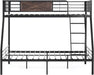 Bunk Bed Twin over Full Size with 2 Storage Drawers/Flat Rungs/Inclined Ladder, Heavy Duty Metal Slat Support, No Box Spring Needed, Black/Industrial Brown