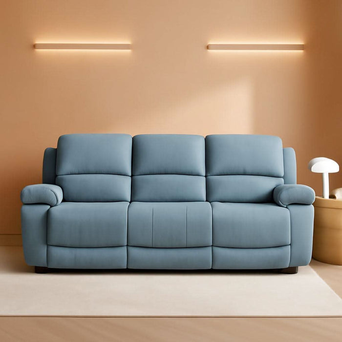 Sorin Modern Leather Recliner Sofa with Pillow Armrests and High Density Foam, Reclining Sectional Couch for Living Room, Office, Home Theater, FSC Certified, Blue