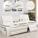 Leather Recliner Sofa Set,Leather Living Room Furniture Set with Storage Console/Cup Holders,Reclining Sofa Set for House/Home Theater(Sofa&Loveseat 2 Pieces，White)