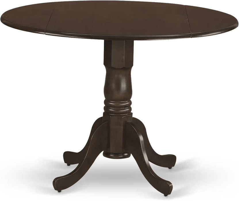 DLT-ESP-TP Dublin Modern Kitchen Table - a round Dining Table Top with Dropleaf & Pedestal Base, 42X42 Inch, Espresso