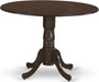 DLT-ESP-TP Dublin Modern Kitchen Table - a round Dining Table Top with Dropleaf & Pedestal Base, 42X42 Inch, Espresso