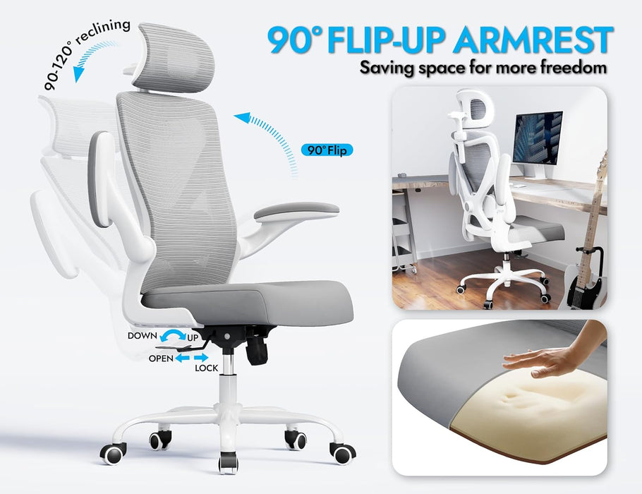 Ergonomic Office Chair: Mesh Desk Chair Comfy with Headrest& Lumbar Support