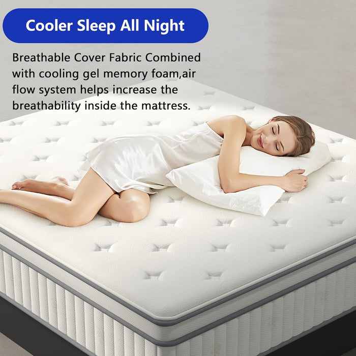 12 Inch Twin Size Mattress,Hybrid Twin Mattress in a Box Gel Memory Foam Mattresses with Pocket Springs,Medium Firm,Pressure Relief,39”*75”*12”