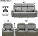 Power Recliner Sofa Set with LED Lights,Leather Living Room Furniture Set with USB Port/Storage Console/Cup Holders,Reclining Sofa Set for House/Home Theater(2 Pieces，Grey)
