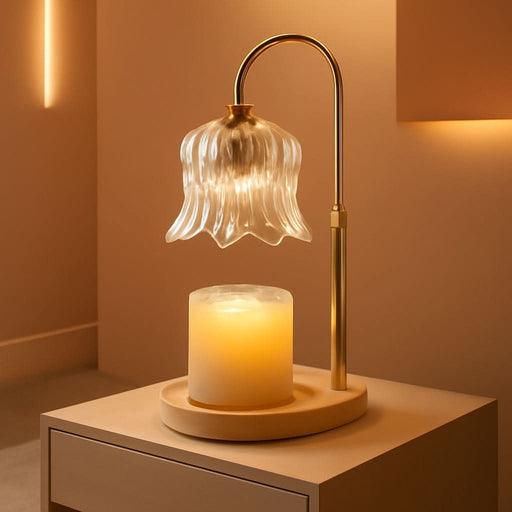 Electric Candle Warmer Lamp with Timer - Flame-Free 4-Level Dimming, Height Adjustable Gifts for Mom Women Friend, Birthday Housewarming Home Bedroom Decor