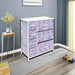 Kids Dresser with 7 Drawers - Storage Chest Organizer Unit with Steel Frame, Wood Top & Handles, Tie-Dye Fabric Bins for Clothes - Wide Furniture for Bedroom Hallway Kids Room Nursery & Closet
