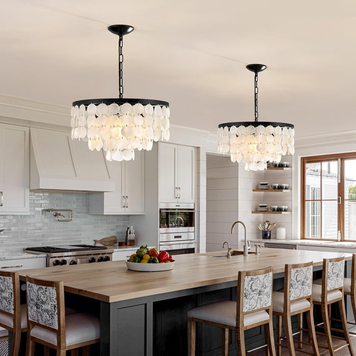 18 Inches Capiz Shell Chandelier Dimmable Luminaire